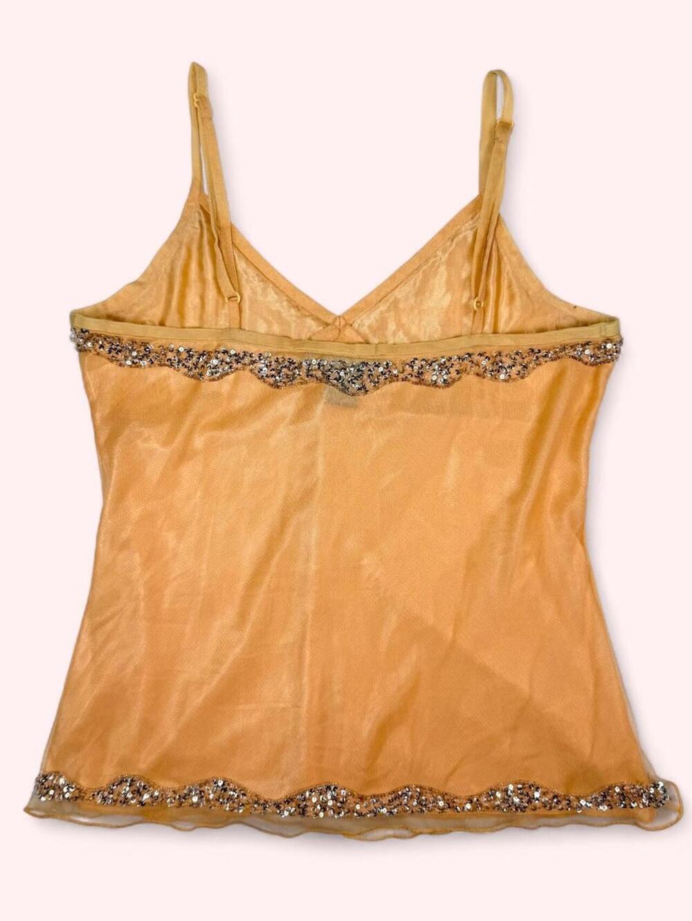 Arden B Y2K Beaded Cami Top with Sequin Swirls and Bow Detail - Picture 4 of 6